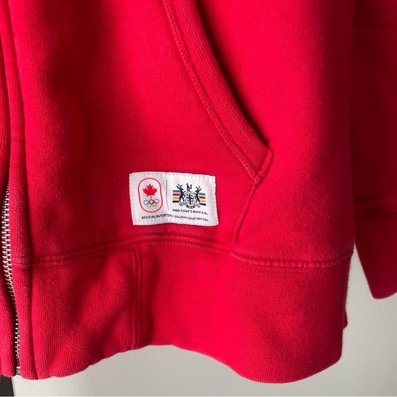 Hudson’s Bay Canada Olympic Zip Up Hoodie Sweater Red White Womens Size Small - Picture 7 of 8